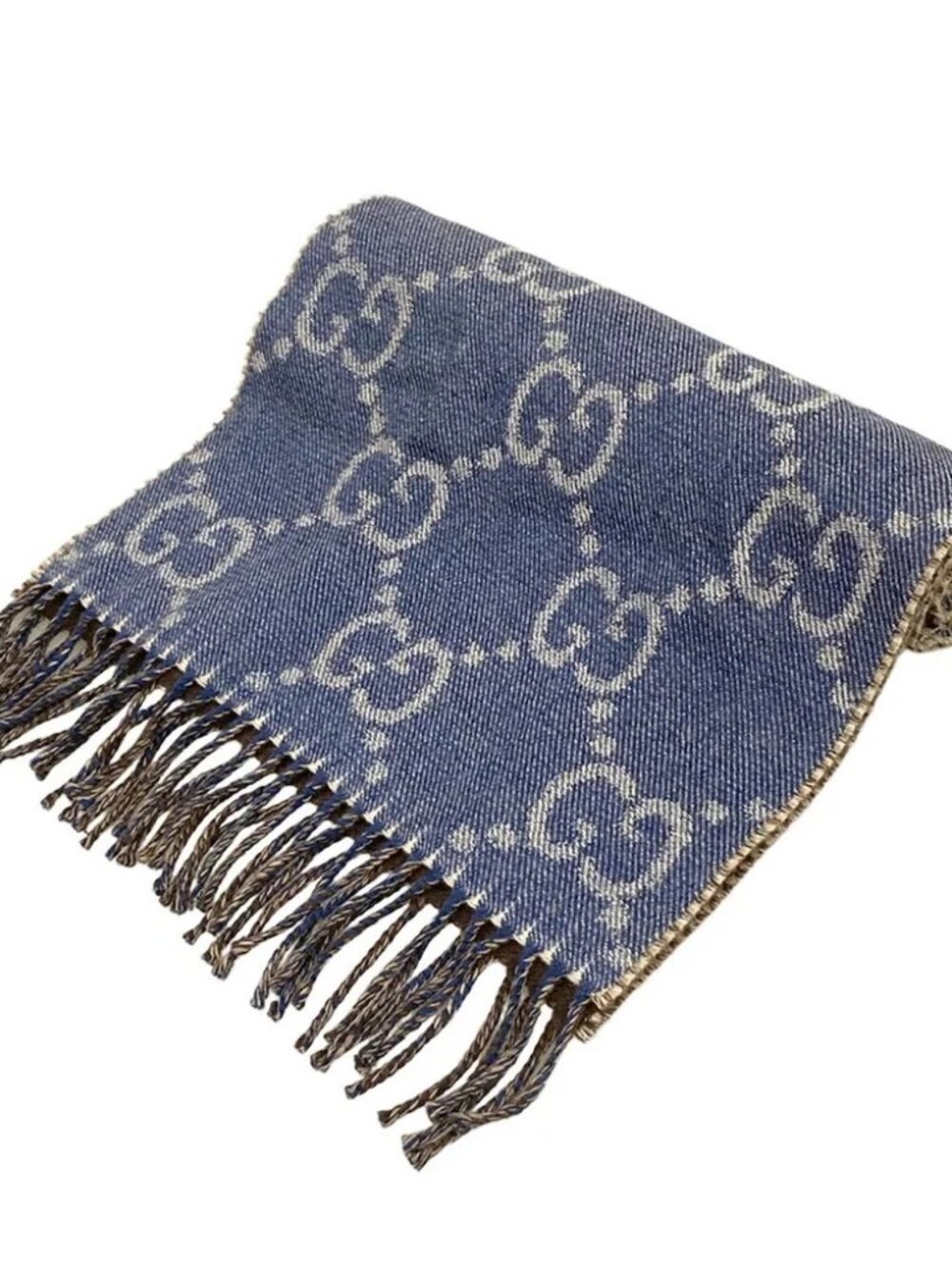 GUCCI Navy Wool Scarf
